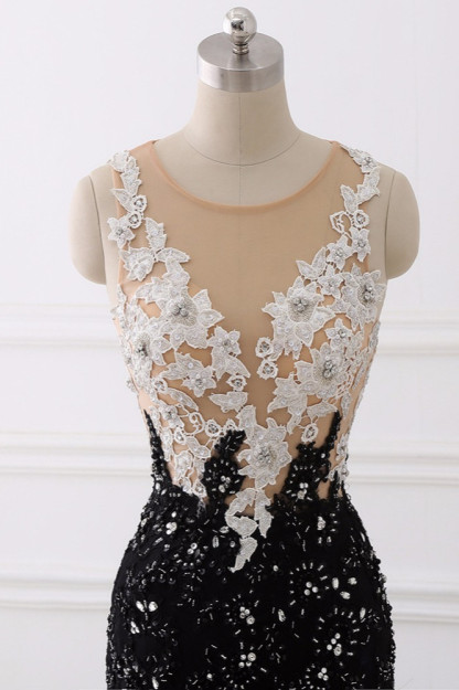 BMbridal Luxury Tulle Jewel Appliques Mermaid Prom Dresses with Rhinestone Online