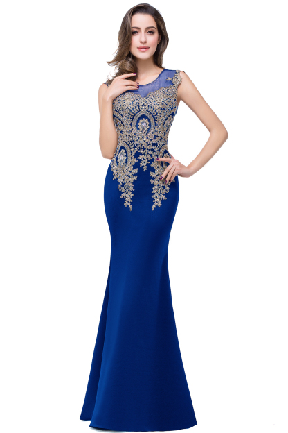 BMbridal Black Mermaid Long Prom Dress With Lace Appliques