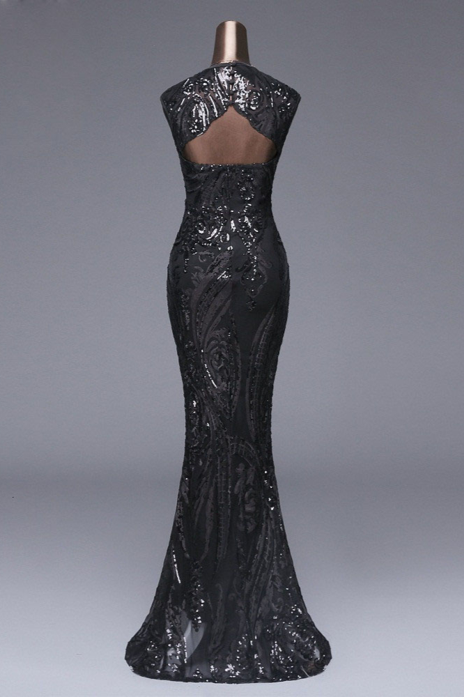 BMbridal Elegant Sequined Jewel Sleeveless Mermaid Prom Dresses with Beadings