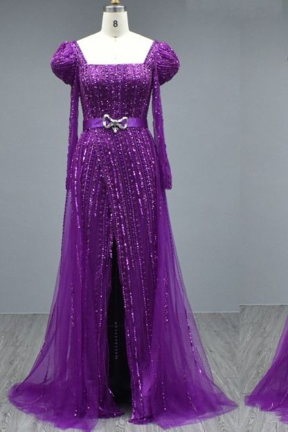 Bmbridal Long Sleeves Square Evening Dress Mermaid With Beadings