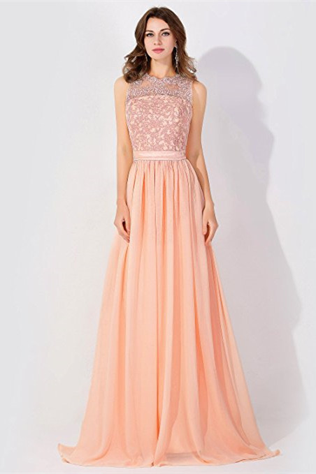 BMbridal A-line Chiffon Tulle Lace Ruffles Bridesmaid Dress