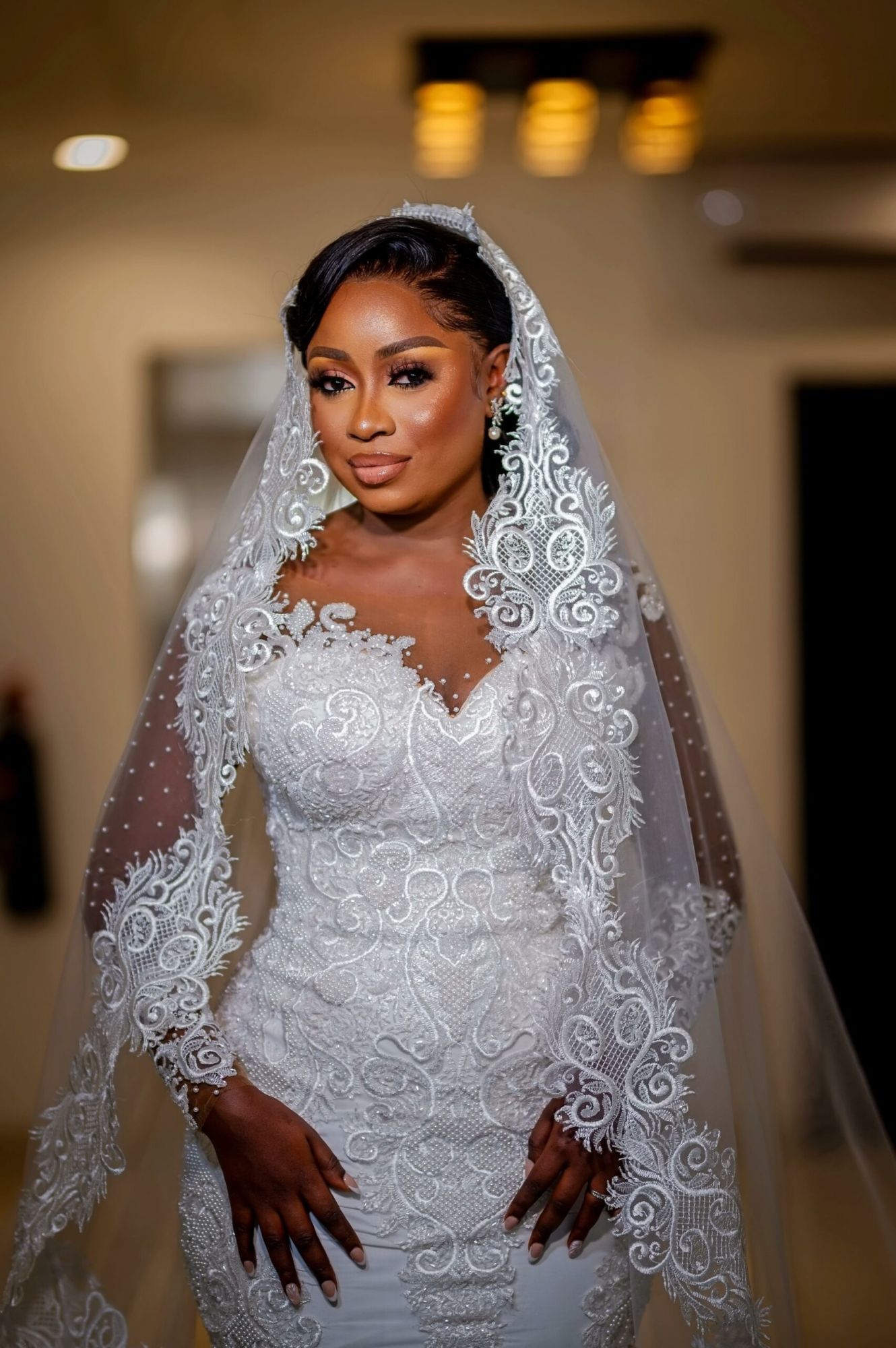 Bmbridal Long Sleeves Mermaid Wedding Dress With Lace On Sale-BMbridal