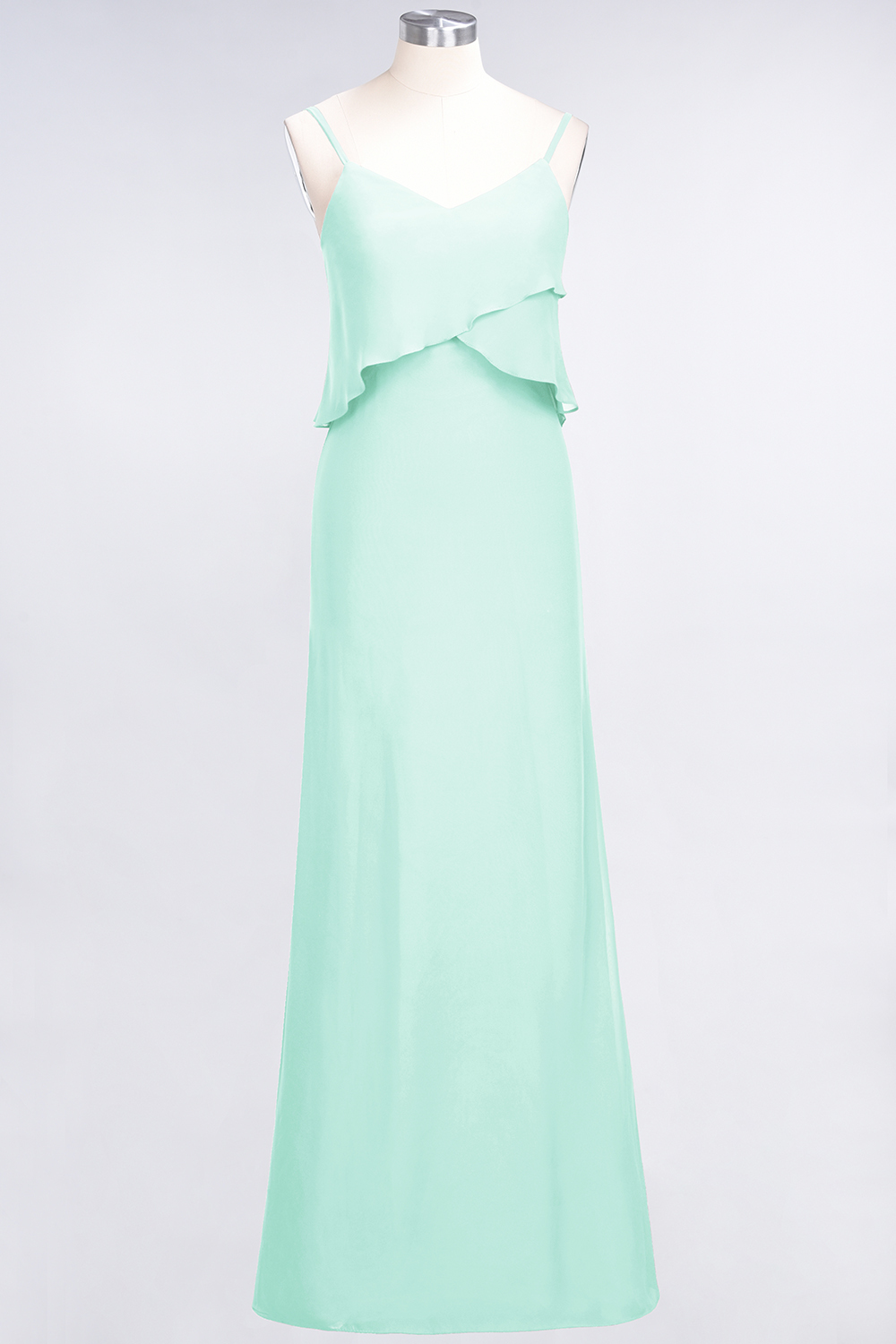 BMbridal Affordable Spaghetti-Straps V-Neck Burgundy Chiffon Bridesmaid Dresses-BMbridal