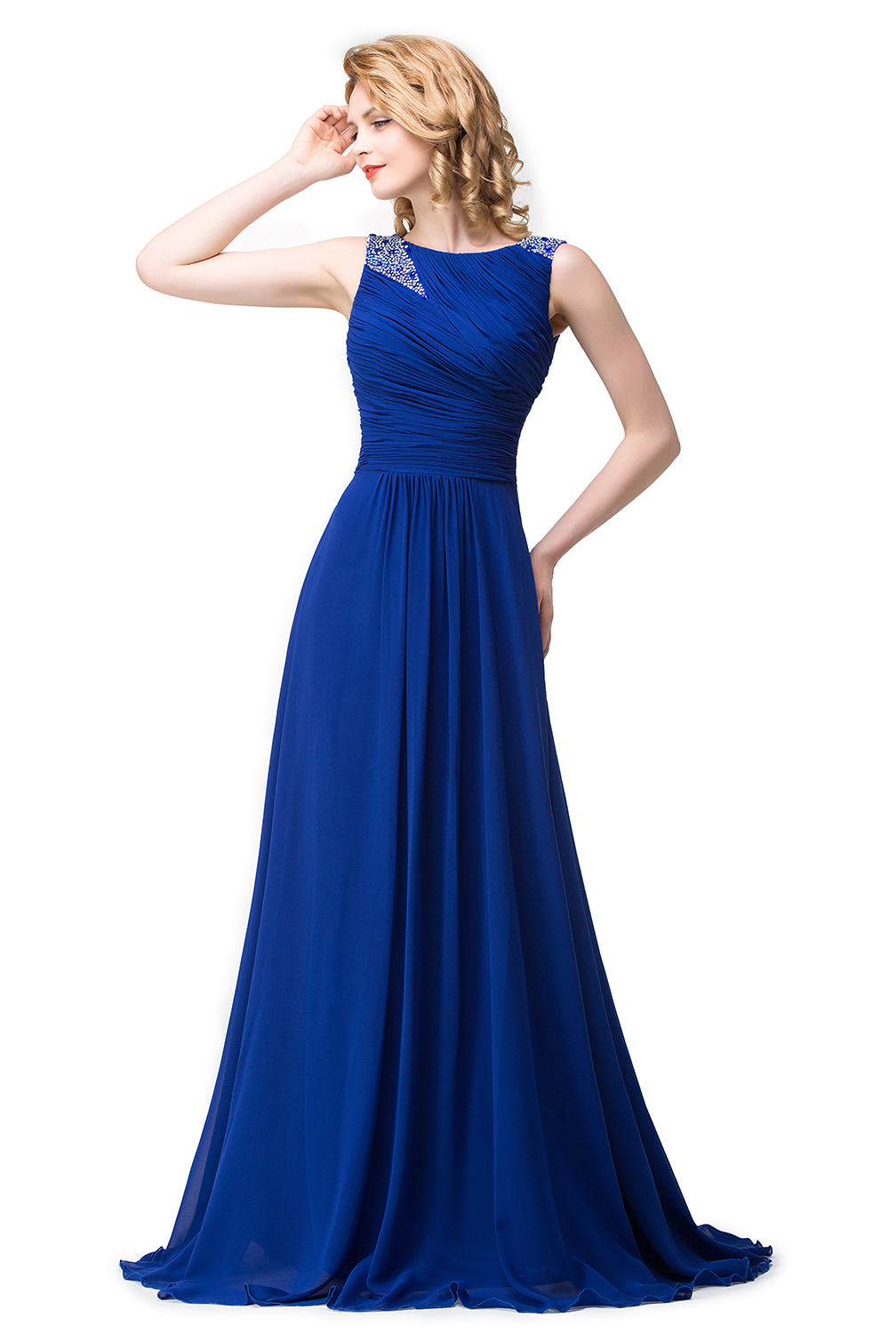 BMbridal Chiffon A-line Sexy Sparkly Crystal Long Prom Evening Dress