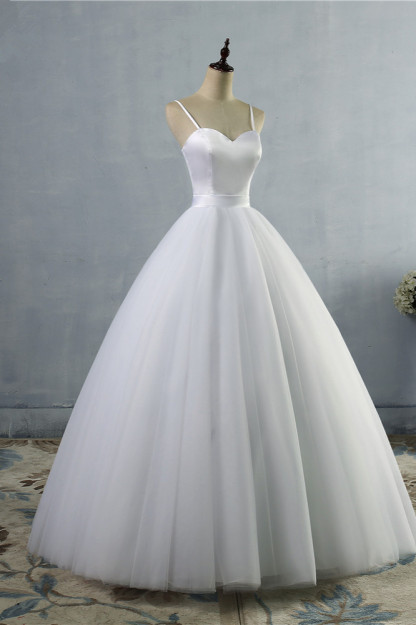 BMbridal Glamorous Spaghetti Straps Sweetheart Wedding Dresses White Sleeveless Bridal Gowns Online