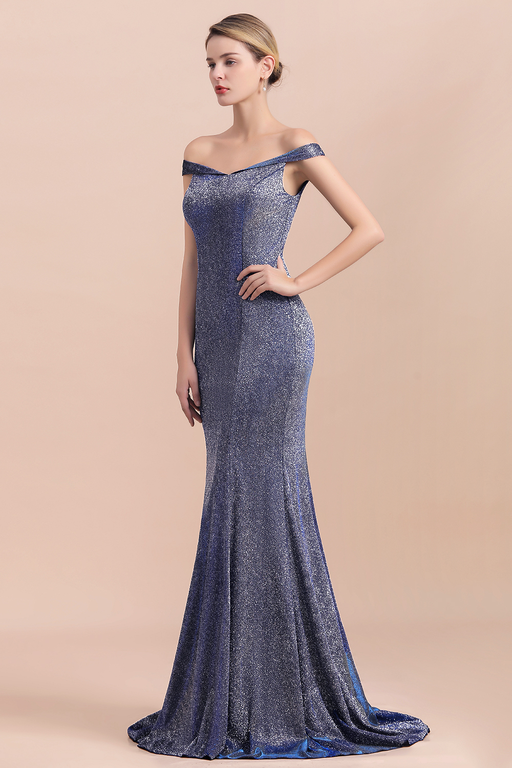 BMbridal Stunning Off-the-Shoulder Mermaid Prom Dress Long Zipper Back