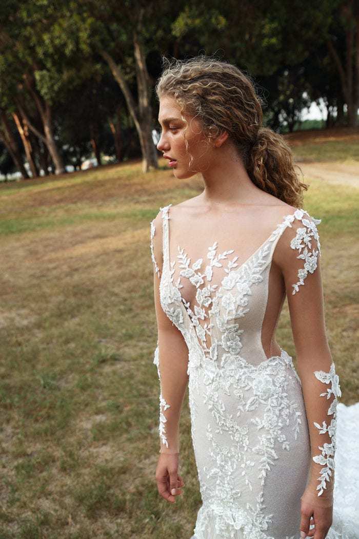 BMbridal Long Sleeves Mermaid Wedding Dress Lace Applqiues Bridal Wear-BMbridal
