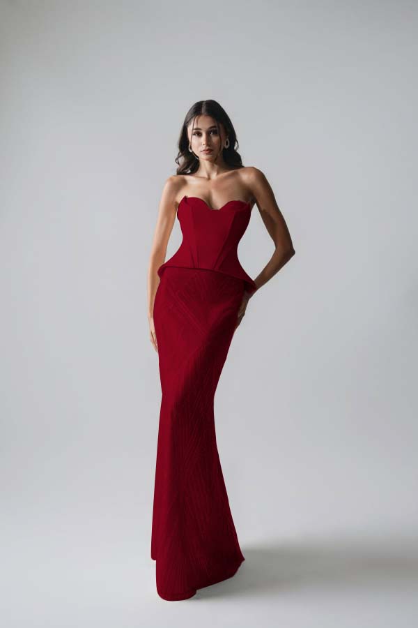 Sleeveless Strapless Long Mermaid Prom Dress With Pleated Sequins