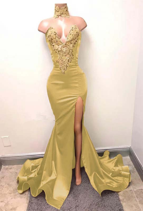 Mermaid Burgundy Deep V Neck Sleeveless Prom Dress Split With Lace Appliques