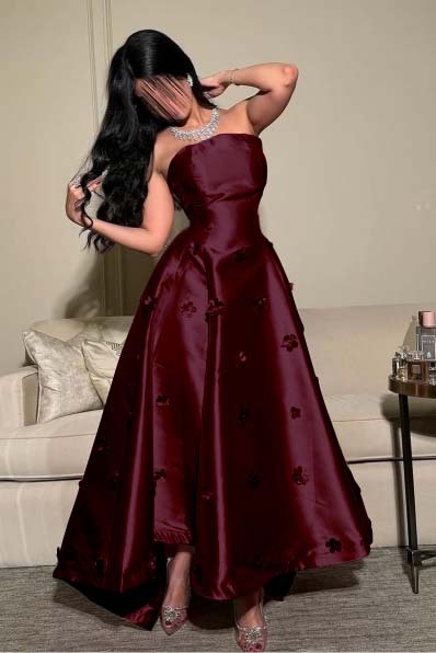 Strapless Sleeveless Long Prom Dress With Pleated Appliques