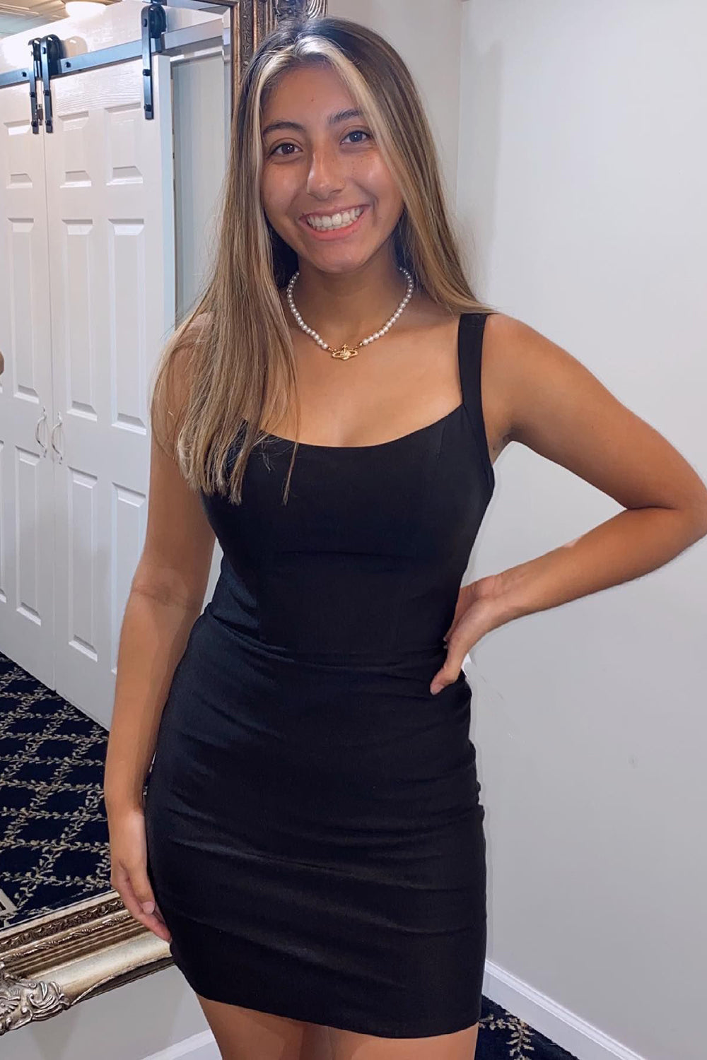 Simple Black Lace-Up Back Tight Homecoming Dress – BMBRIDAL