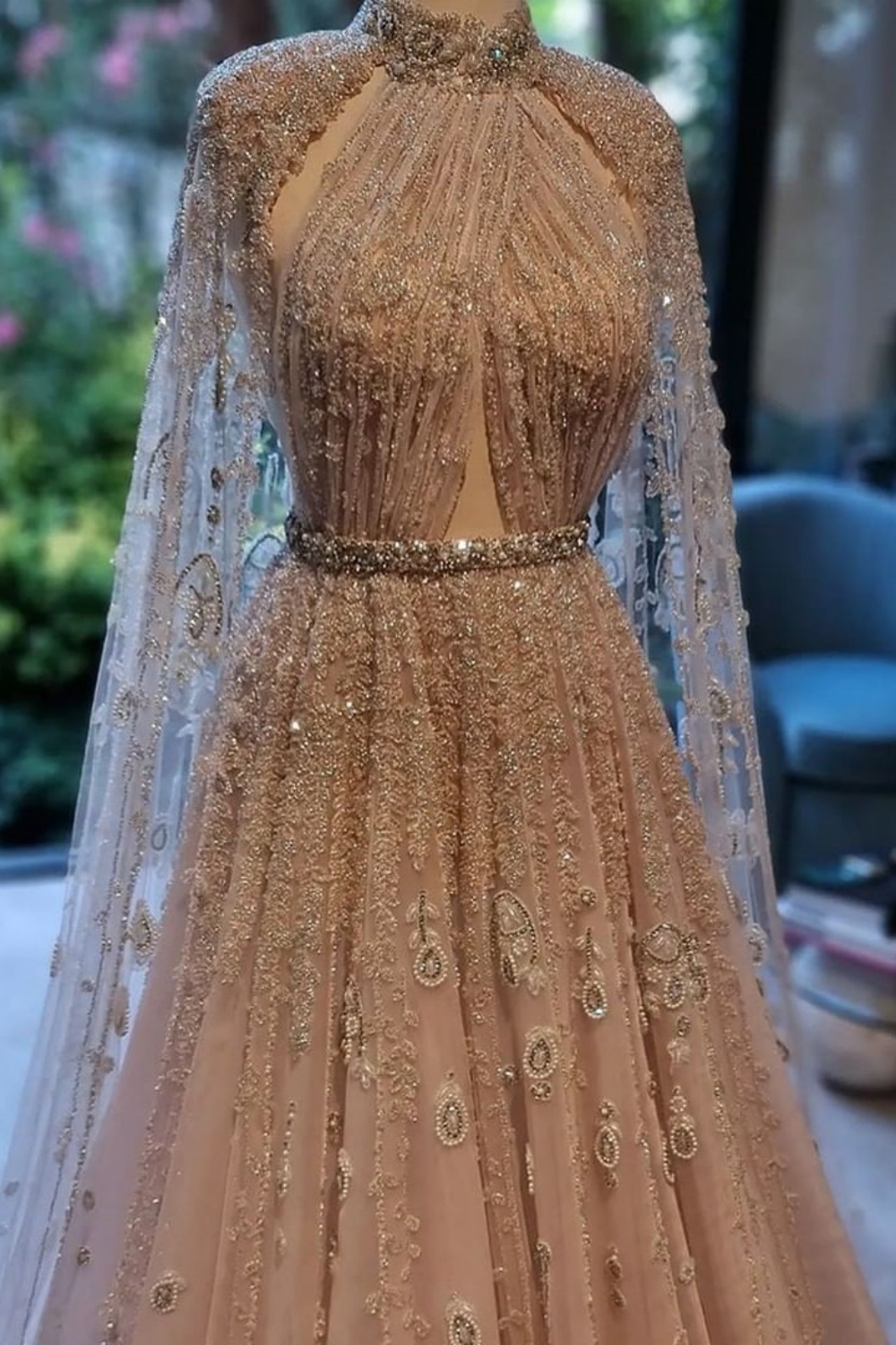Bmbridal A-Line Halter Floor-Length Sleeveless Prom Dresses with Beadings