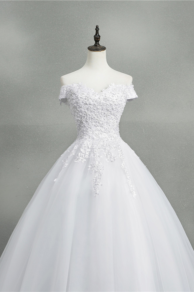 BMbridal Stunning Off-the-Shoulder Sweetheart Wedding Dresses Short Sleeves Lace Appliques Bridal Gowns On Sale-BMbridal