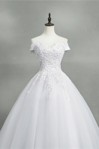 BMbridal Stunning Off-the-Shoulder Sweetheart Wedding Dresses Short Sleeves Lace Appliques Bridal Gowns On Sale-BMbridal