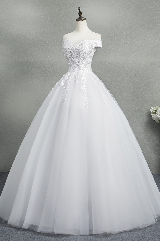 BMbridal Stunning Off-the-Shoulder Sweetheart Wedding Dresses Short Sleeves Lace Appliques Bridal Gowns On Sale-BMbridal
