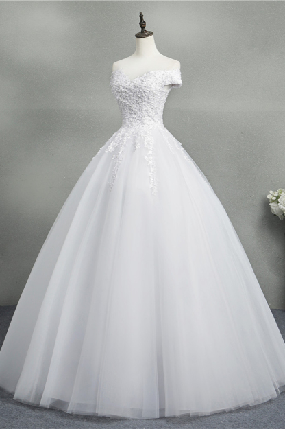 BMbridal Stunning Off-the-Shoulder Sweetheart Wedding Dresses Short Sleeves Lace Appliques Bridal Gowns On Sale-BMbridal