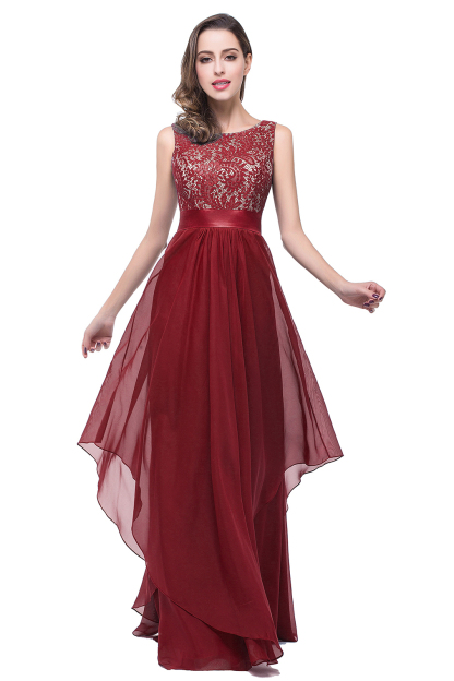 BMbridal Exquisite A-line Chiffon Royal Blue Bridesmaid Dress with Lace In Stock