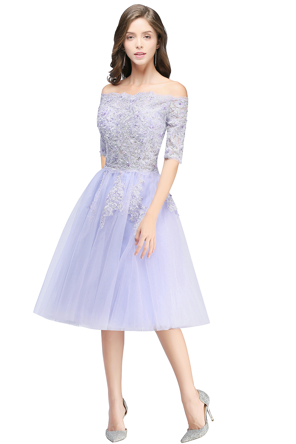 BMbridal A-line Short Sleeves Tulle Lace Flower Girl Dress
