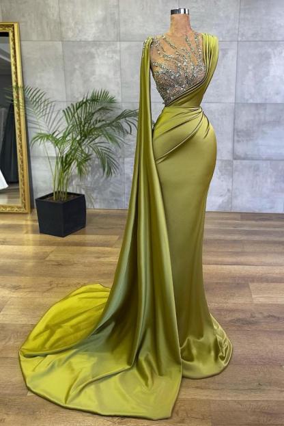BMbridal Mermaid Beadings Prom Dress Long With Ruffle