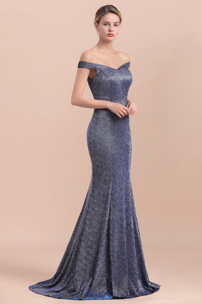 BMbridal Stunning Off-the-Shoulder Mermaid Prom Dress Long Zipper Back
