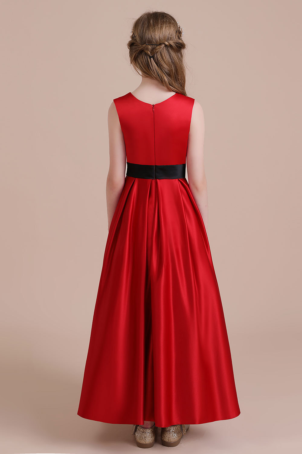 BMbridal A-Line Elegant Satin Flower Girl Dress Online-BMbridal