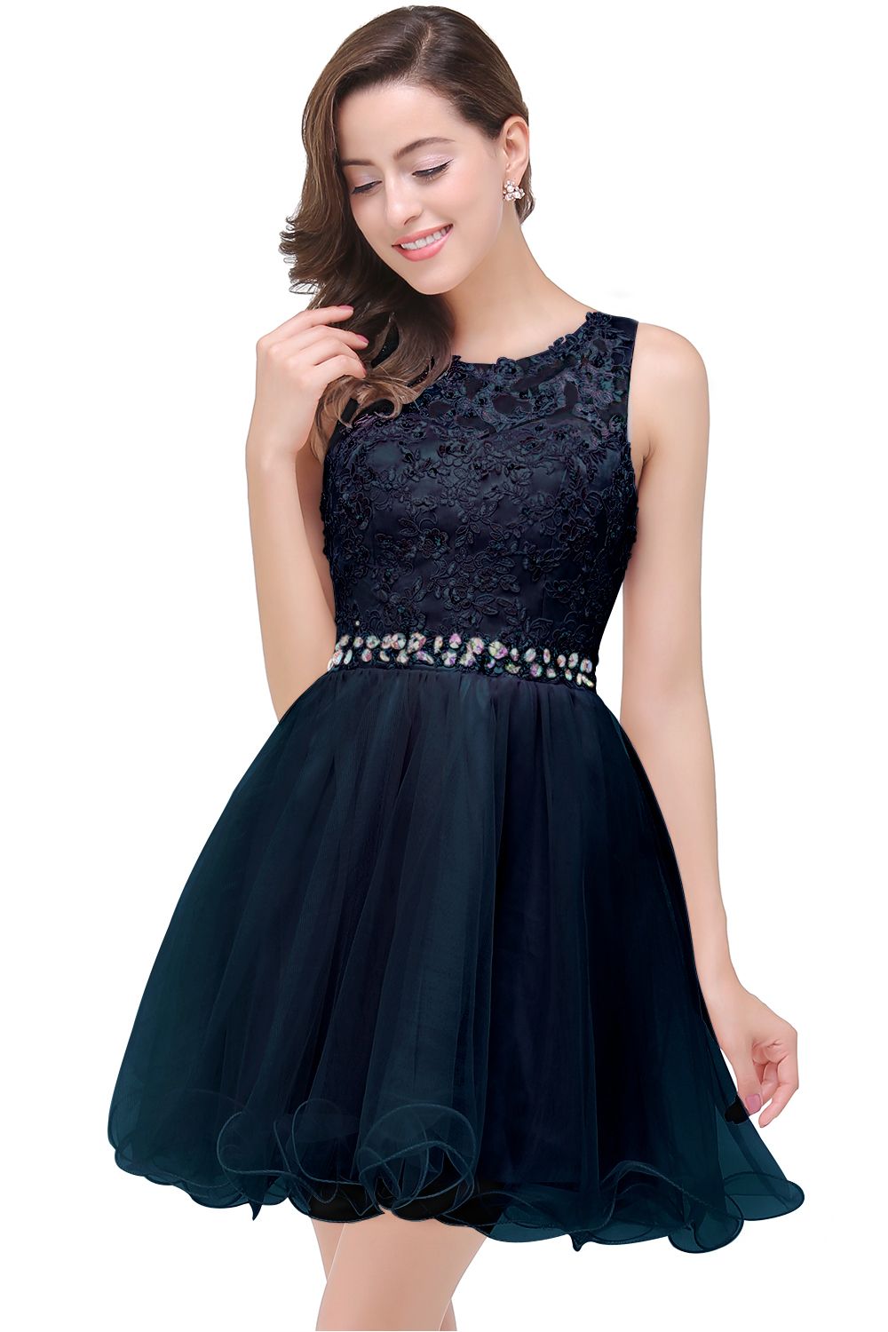 BMbridal A-line Knee-length Tulle Prom Dress with Appliques