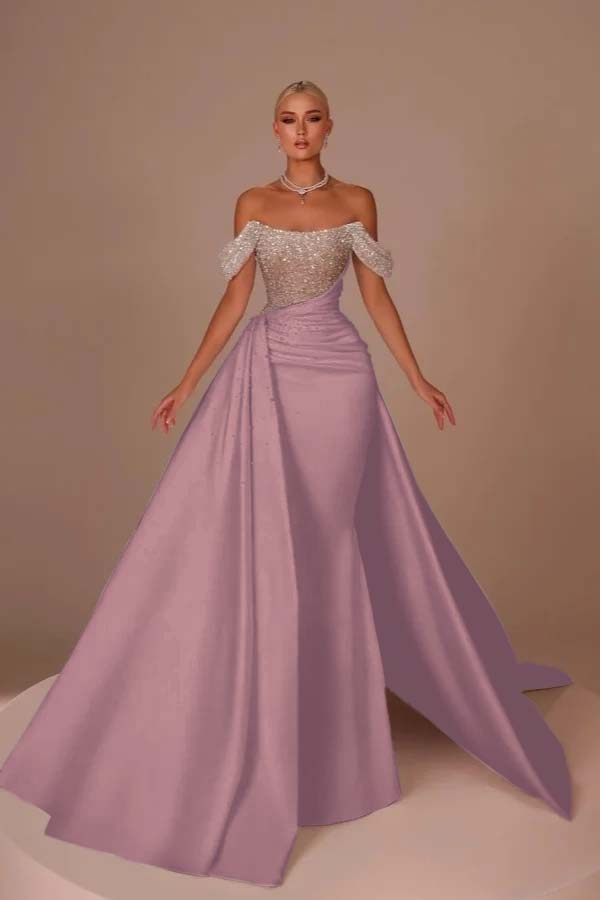 Off the Shoulder Strapless Mermaid Long Prom Dress With Sequins