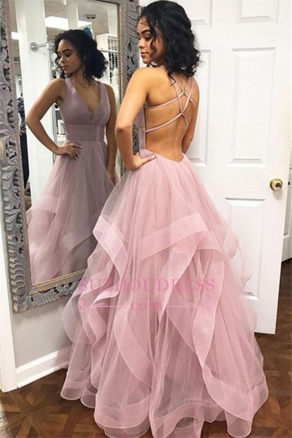Bmbridal Halter Sleeveless Prom Dress Long With Ruffles