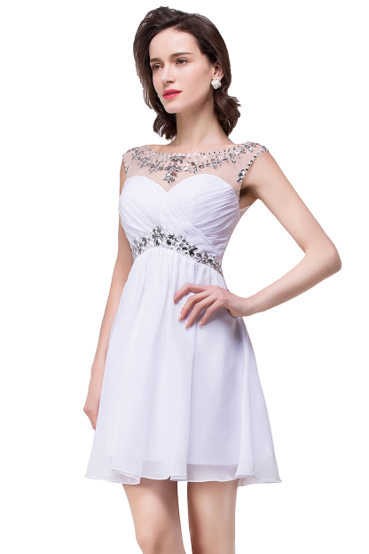 BMbridal A-line Jewel Chiffon Party Dress With Crystal