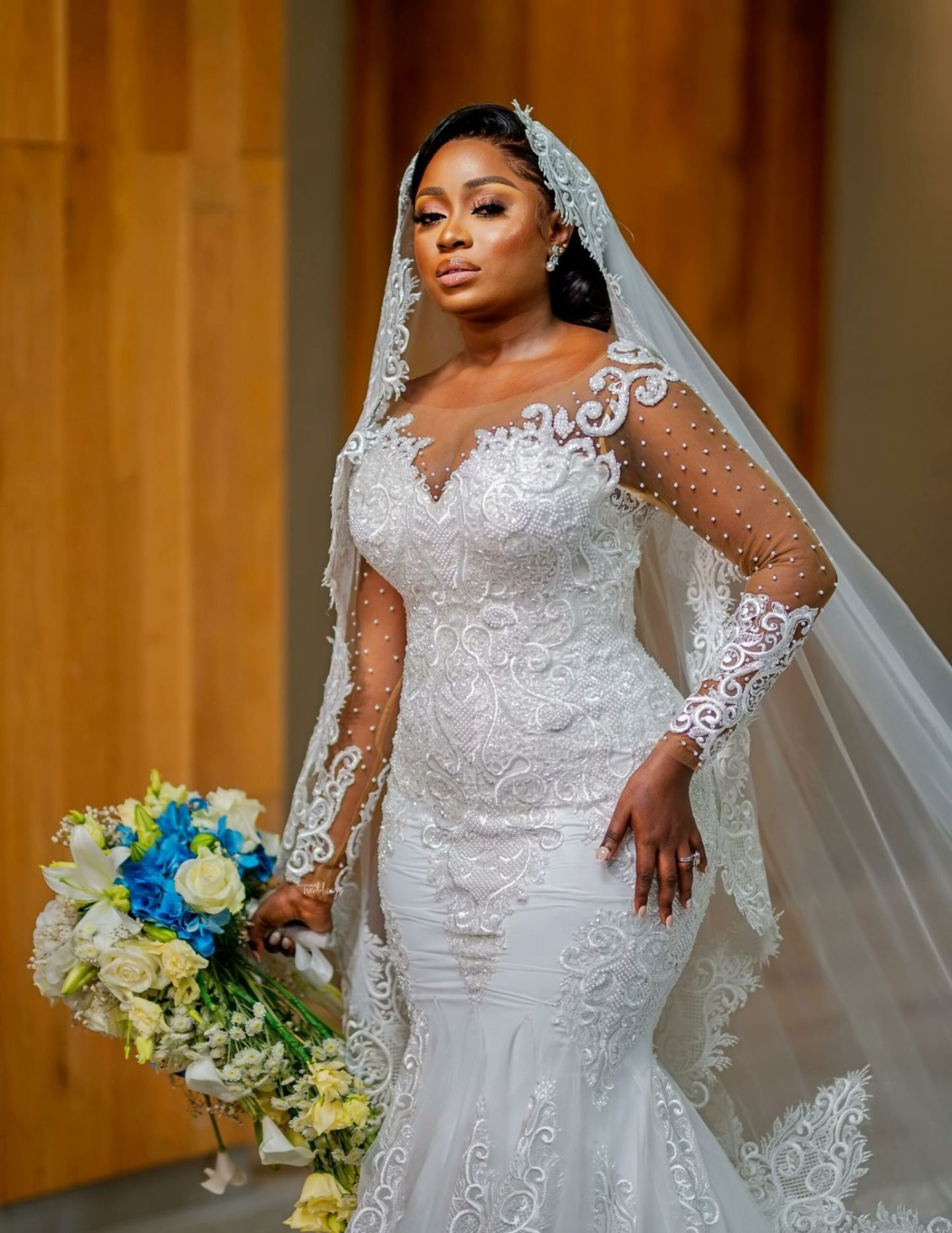 Bmbridal Long Sleeves Mermaid Wedding Dress With Lace On Sale-BMbridal