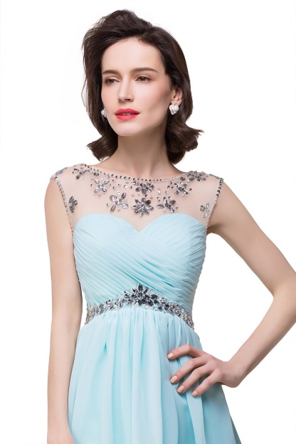 BMbridal A-line Jewel Chiffon Party Dress With Crystal