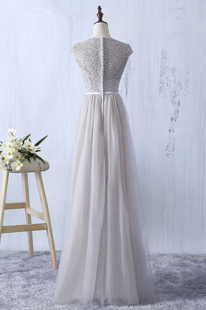 BMbridal Elegant Dark Green Tulle Jewel Prom Dresses Sleeveless with Appliques Online