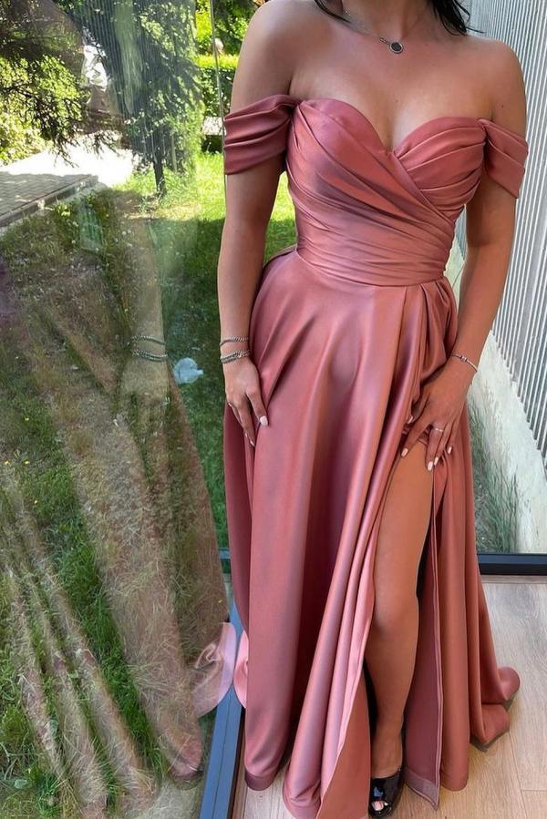 Bmbridal Off-the-Shoulder Long Prom Dress With Slit