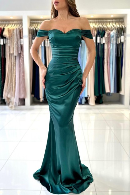 Bmbridal Off-the-Shoulder Prom Dress Mermid Emerald Green