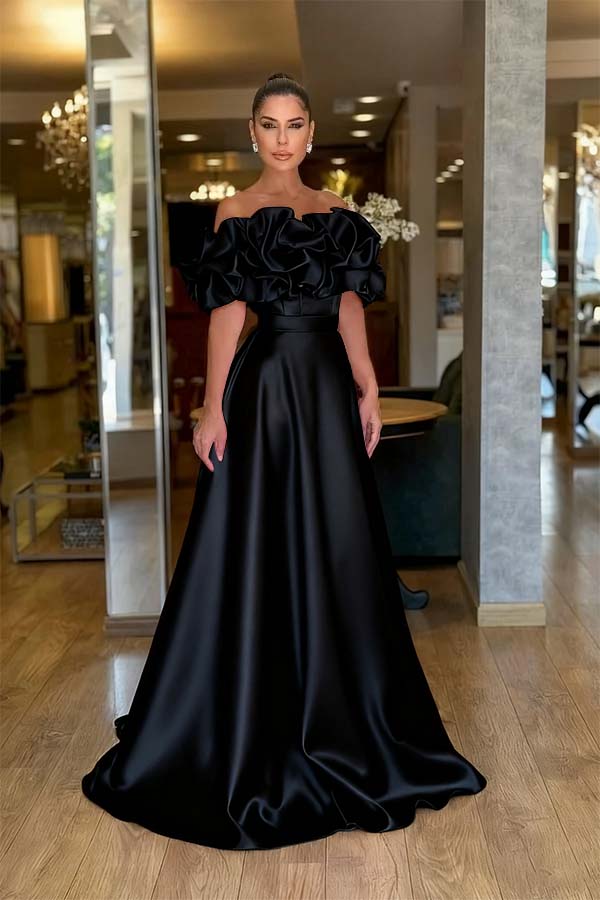 Off the Shoulder Sleeveless A Line Long Prom Dress With Pleated
