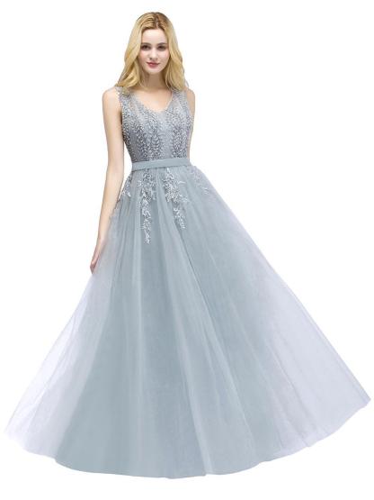 BMbridal Stylish V-neck Tulle Lace Long Evening Dress