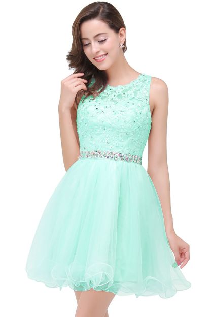 BMbridal A-line Knee-length Tulle Prom Dress with Appliques