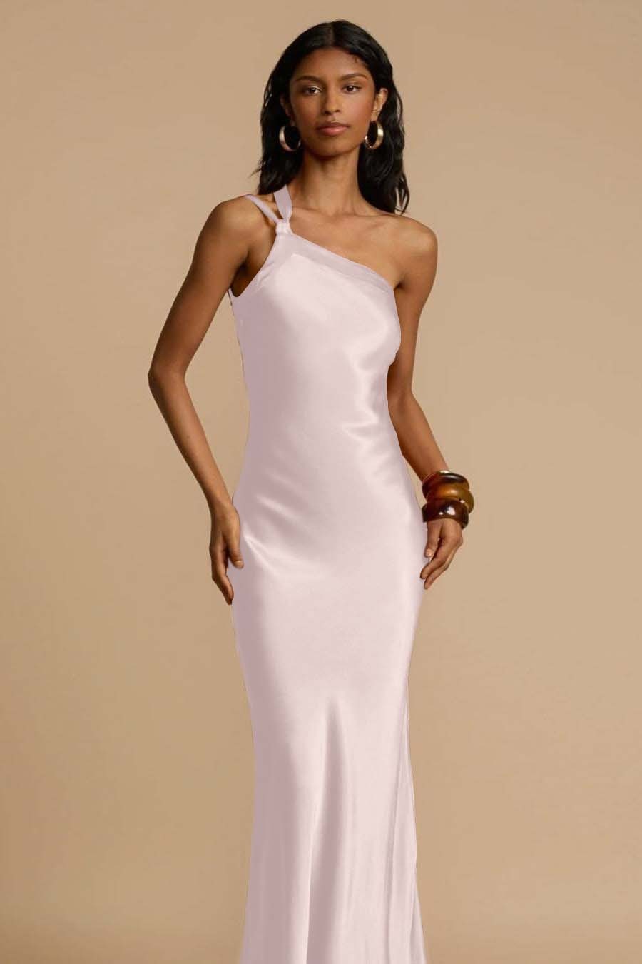 One Shoulder Sleeveless Backless Long Prom Dress With Ruffles