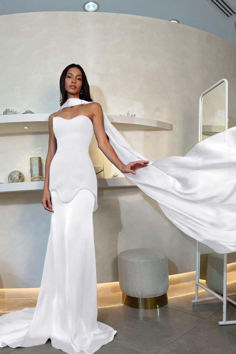 Halter Sleeveless Strapless Long Mermaid Prom Dress With Pleated