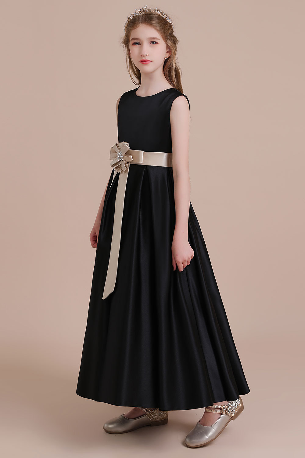 BMbridal A-Line Elegant Satin Flower Girl Dress Online-BMbridal