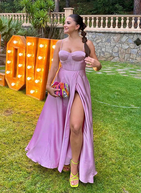 Floor-Length Bridesmaid Dresses With Split Front