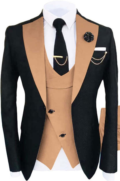 Khaki Shawl Lapel Three Pieces Prom Suits for Men-BMbridal