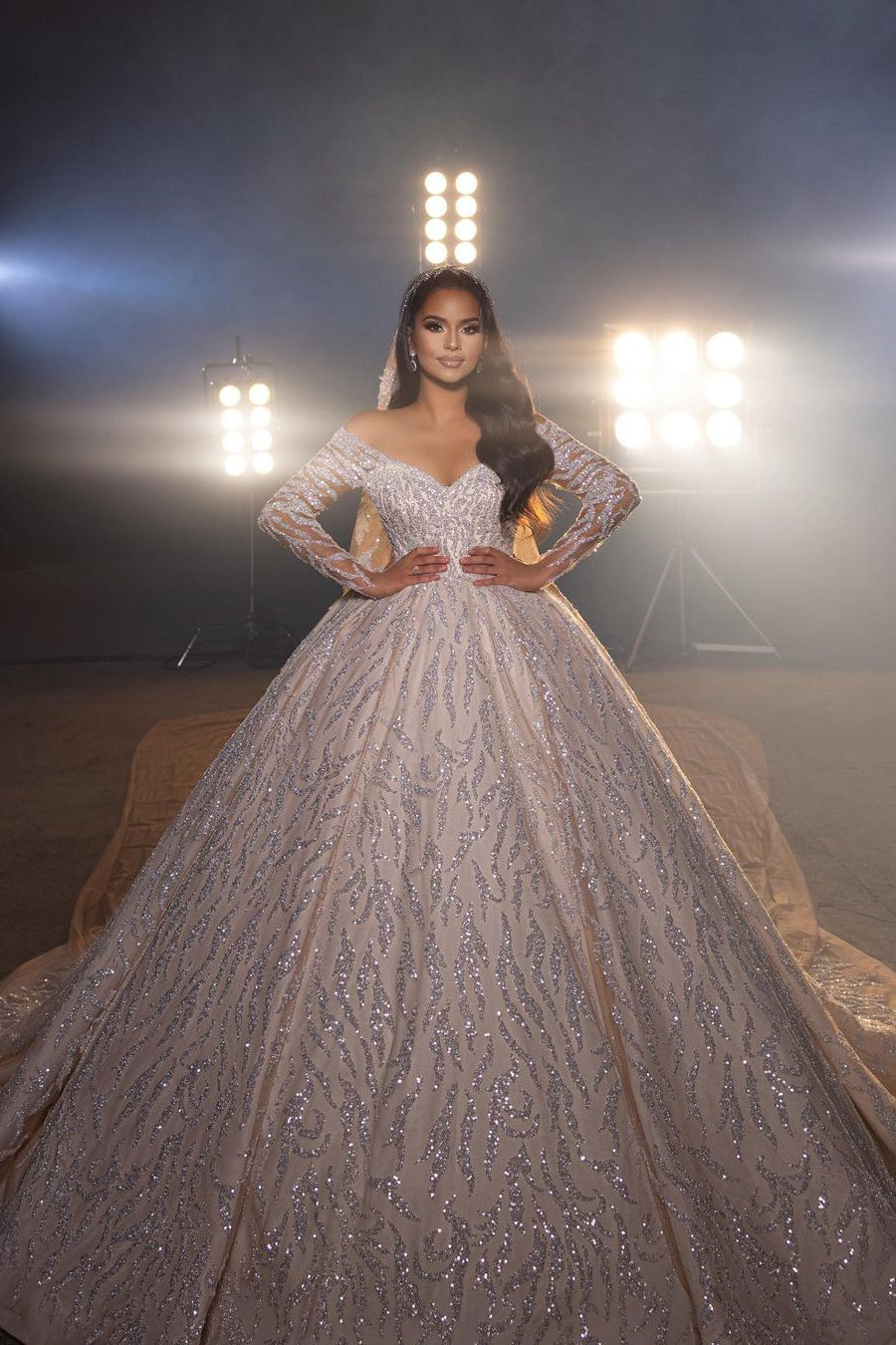 Gorgeous A-line Off-the-shoulder V-neck Wedding Dress With Lace-BMbridal.com