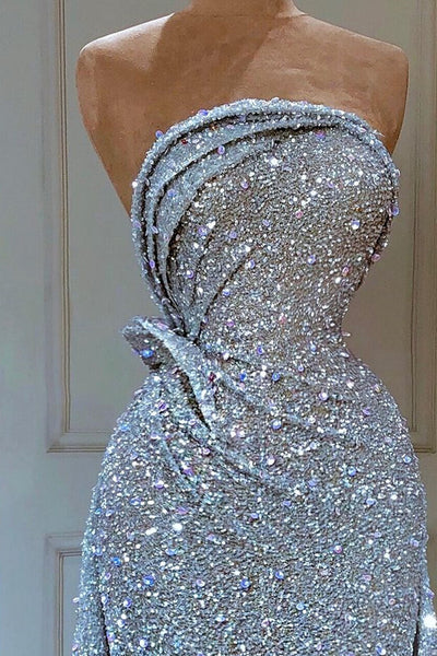 Gorgeous A-line Sleeveless Sequined Prom Dress With Ruffles-BMbridal.com