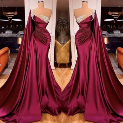 Gorgeous Mermaid Beads Evening Prom Dress With Ruffles-BMbridal.com