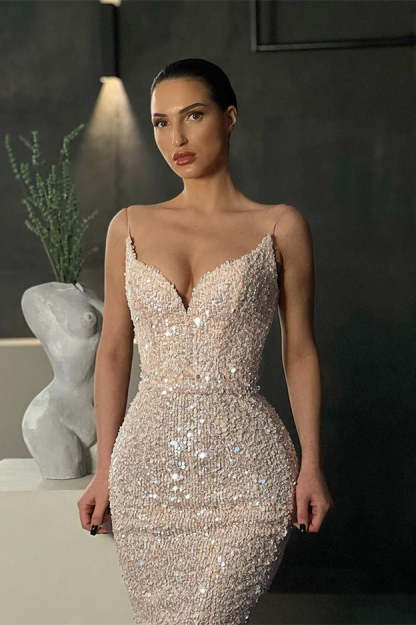 Gorgeous Sleeveless Sequined Mermaid Prom Dress With Glitter-BMbridal.com