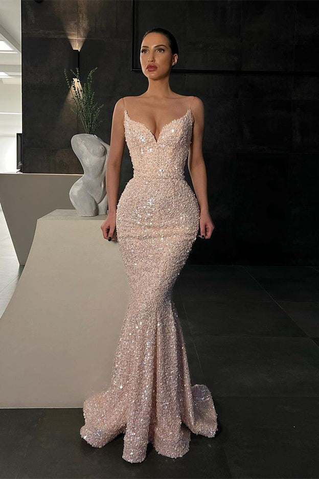 Gorgeous Sleeveless Sequined Mermaid Prom Dress With Glitter-BMbridal.com