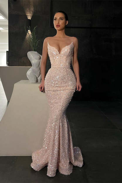 Gorgeous Sleeveless Sequined Mermaid Prom Dress With Glitter-BMbridal.com