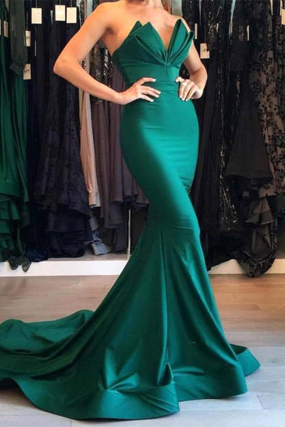 Green Mermaid Evening Gown Long Party Gowns-BMbridal.com