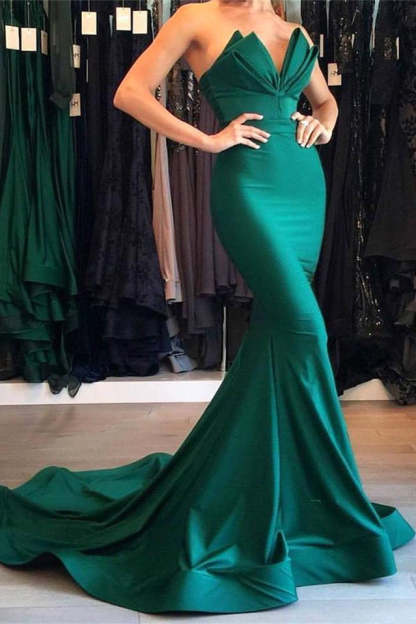 Green Mermaid Evening Gown Long Party Gowns-BMbridal.com